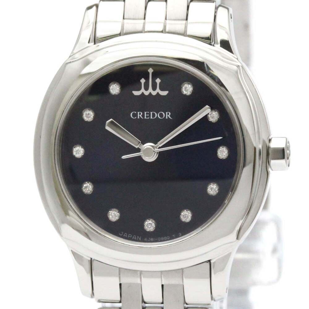 SEIKO Credor Diamond Stainless Steel Quartz Ladies Watch GSAS953(4J81-0AS0) P...